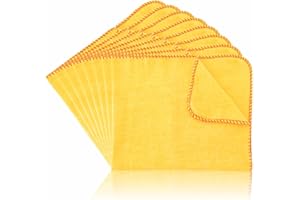 AL KAHF Yellow Dusters Heavy Duty Cotton Dusting Towel Soft Multi Purpose Duster Cloth For Dusting Polishing Cleaning Glass Car Window Office Kitchen Essentials Home Accessories 28cm X 30cm (8Pcs)