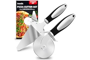 NEDIT Pizza Cutter - Pizza Cutter Wheel - Premium Smooth Rotating Pizza Cutter - Food Grade Stainless Steel Pizza Knife with Non Slip Ergonomic Handle - Easy to Cut and Clean