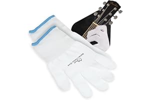 Musiker Praxis Handschuh - 2er Pack Gitarrenhandschuhe für Damen und Herren, Fingerspitzenschutz zum Spielen von Saiteninstrumenten, Handproblemen und mehr, Nylon dünne Handschuhe für Indoor/Outdoor Gigs, Medium, Weiß