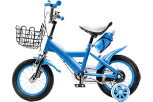 Tagtuell Beginner Toddler Training Bicycle, 12 Inch Balance Bike with Training Wheels, Children Bicycle for Boys Girls 2-4, Adjustable Seat