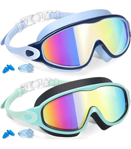 BOUTIKS® Masque De Natation Enfants – Lunettes Plongée Anti-Buée Avec Bouchons D'Oreilles Et Pince-Nez – Pour 4 à 12 Ans, Silicone Doux