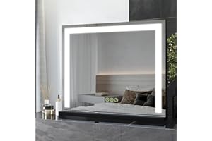 Heilmetz Hollywood Vanity Mirror 60x53cm, Vanity Mirror for Dressing Table, Light up Mirror with Dimmable Lights, 3 Color, Hollywood Mirror for Women Ladies Girlfriend Mum, Black