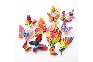 HEIBTENY 3D Butterflies Wall Sticker - 36Pcs PVC Butterfly Decorations Wall Art Decals for Living Room, Bedroom, Party, Wedding, Door Stickers for Interior Doors Multi Color Size