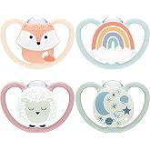 NUK Space Day &amp; Night Pacifier | 0-6 Months | Glow in the Dark Pacifiers with Extra Ventilation for Sensitive Skin | BPA-Free
