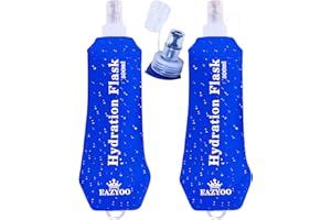EAZYOO Running Water Bottle (500ml, 2 pcs) – Soft Foldable Hydration Flask for Vest, Handheld Use | Leakproof, Refillable for Sports, Walking, Exercise, Hiking & Winter Activities – Blue