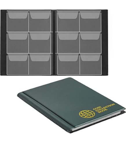 200 Pockets Coin Albums - 1.8x1.8 Inch Grid Blue Coin - View #5