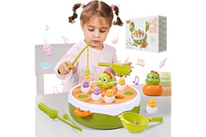 Meribbit Jeux Montessori, Peche a la Ligne 4 en 1 Conception de Rebond et de Musique Convient aux Enfants de 2, 3, 4, 5 Ans et Plus, Kidy Jeu Magnetique Learn Concentration