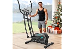COWMEW Elliptical Cross Trainer for Home Gym, 3 in 1 Cross Trainer with 16 Levels of Magnetic Resistance, Dual Handle Design, LCD Display with Device Holder, Pulse Sensor, 130 KG Weight Capacity