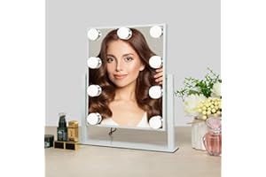 Ereousa Schminkspiegel mit Beleuchtung, Dimmbarer Touchscreen Hollywood Spiegel mit 9 Led Licht, Langlebig Schminktisch Spiegel für Make-Up (25 x 30cm)