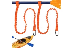 gaoduanluoluo 2 Pièces Pagaie de Kayak Corde de Sécurité, 1,5 m Canoë Laisse Paddle Élastique avec Mousqueton pour Bateau, Surf, Accessoires de Pagaie de Kayak