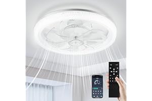 Lightasea Deckenventilator mit Beleuchtung, Deckenlampe mit Ventilator und Fernbedienung, 3 Farbtemperatur und 6 Geschwindigkeiten LED Deckenleuchte mit Ventilator Leise für Wohnzimmer, Schlafzimmer