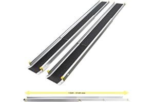 Wiltec Lot de 2X Rampe de Chargement télescopique 1220-2140 x 185 mm – capacité de Charge Max. 270 kg – Surface antidérapante – en Aluminium – Rampe accès remorque