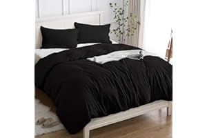 Cotopuro Funda Nórdica Cama 90 de 100% Algodón, Juego de Funda Edredón 140x200 y 1 Fundas de Almohada 50x80 Algodón Premium 150GSM, Suave, Transpirable, Hipoalergénico Negro