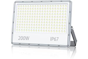 TOPAUBUB Projecteur Spot LED Extérieur 200W, Lampe Phare LED Exterieur Etanche IP67 20000LM Blanc Froid 6500K pour Jardin(1 Pièce)
