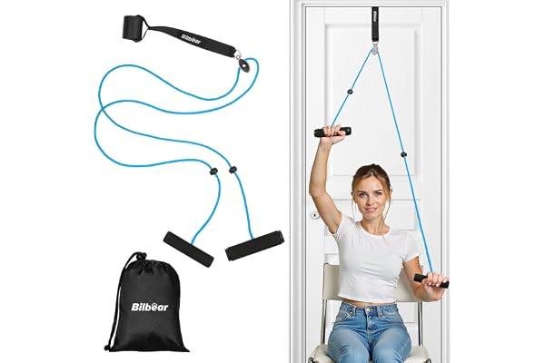 Bilbear Axeltränare pulley för sjukgymnastik, axel fysioterapi rep för rehabilitering av rotatormanschett, fitnessgymnastik rep med vadderade handtag