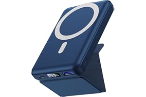 Power Bank 10000mAh, Yiisonger Bateria Externa Magnético Inalámbrico Bateria Portatil Carga Rapida 22.5W Plegable Powerbank USB-C Compatible con MagSafe iPhone 15/14/13/12/Pro/Pro MAX/Mini(Azul)
