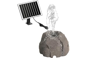 Soldriven fågelbadsfontän, realistisk granitsten soldriven trädgårdsfontän med automatisk torravstängning och filter för fåge