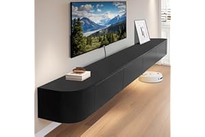 Coubird Wall Mounted TV Unit, Floating TV Unit, Black Floating TV Stand Cabinet with Doors in Media Wall Unit, Entertainment Storage TV Console for Living Room and Office (black, 140cm/55.1in)