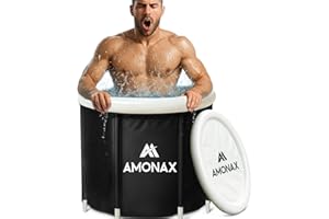 Amonax Eisbaden Tonne, Outdoor Badewanne Für Kryotherapie, Tragbares Ice Bath Tub Cold Plunge Mit Schwimmendem Poolthermometer, Abdeckung Und Deckel, Aufblasbare Eistonne Für Zuhause