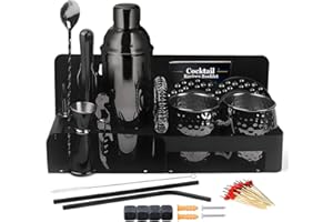RERXN Set di shaker per cocktail Shaker con Accessori Kit Barman da shaker per Cocktail Tazze Moscow Mule Cocktail Shaker Set (Black)