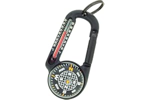 Sun Company TempaComp - Ball Compass and Thermometer Carabiner | Hiking, Backpacking, and Camping Accessory | Clip On to Pack, Parka, or Jacket