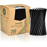 Disposable Paper Straws 14.5 x 0.8 cm 250 Pack for Cocktails, Margaritas, Mixed Drinks, Home, Bar and Restaurants