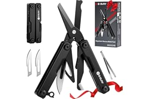 BIBURY Multitools, Keychain EDC Mini Pocket Tool, Foldable Scissors with Window Breaker, Multi Tool for Emergency and Daily Use, EDC Gadgets Stocking Fillers Birthday Gifts for Men Dad Women -Black