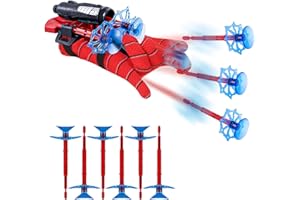 yumcute Spider Handschuhe Kinder Spielzeug，Spider Handschuhe Spinnennetz Launcher, Spider Web Shooter 6 Darts, Spider Netzwerfer, Spider Netz Shooter Spielzeug Set Cosplay Handschuhe