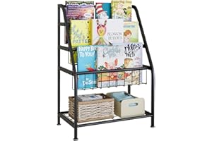 aboxoo Kids Bookshelf Todder Freestanding for Children Room 18 inches Small Toddler Bookcase Toy Organizer Play Black Stable Bookcase Bookstore Library Book Unit Storage for Small Place