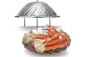 EEM FASHION Cestello per vapori alimentari in acciaio inossidabile 18/8, fruttiera a vapore pieghevole pieghevole Inserto per cestello pieghevole per pentola istantanea (5.5"si espande a 9.3")