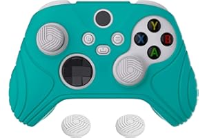 eXtremeRate PlayVital Coque Manette pour Xbox Series X/S Housse Protection pour Xbox Series X Accessoires Controller avec Capuchon Joystick Caps Grip Cover Silicone-Eau Verte,Édition Samouraï
