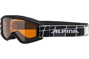 ALPINA CARVY 2.0 – nieparujące, bardzo wytrzymałe i nietłukące się gogle narciarskie ze 100% ochroną przed promieniowaniem UV, dla dzieci, czarne matowe, jeden rozmiar