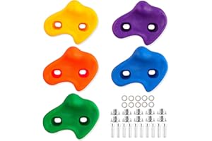 EKKONG Rock Climbing Holds, 10pcs Climbing Holds for Kids, Textured Climbing Holds, Rock Climbing Plastic Multicolor Equipment, Can be Fixed on the Wall, Tree House, Rock Climbing Kit Includes 10 Screws