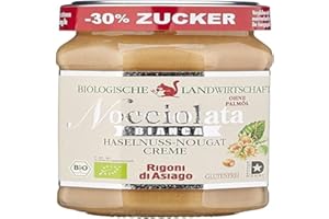 Rigoni di Asiago Nocciolata - Bianca, 1x 250g, weiße Schokolade, Haselnusscreme ohne Palmöl, Nuss Nougat Creme ohne Palmöl, Leckerer Brotaufstrich