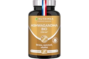 LABORATOIRES NUTRIMEA ASHWAGANDHA - Extrait BIO Breveté KSM-66® - Standardisé à 5% en Withanolides - Bien-Être Physique & Mental, Tonus & Concentration - 600 mg - 90 Gélules Vegan - Nutrimea - Fabriqué en France
