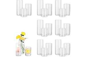 Hewory Cylindervaser i glas - 24 st, hög cylindervas i klarglas för blommor, ljushållare för kronljus, blomvas för bordsdekoration vid bröllop, 10/15/20cm