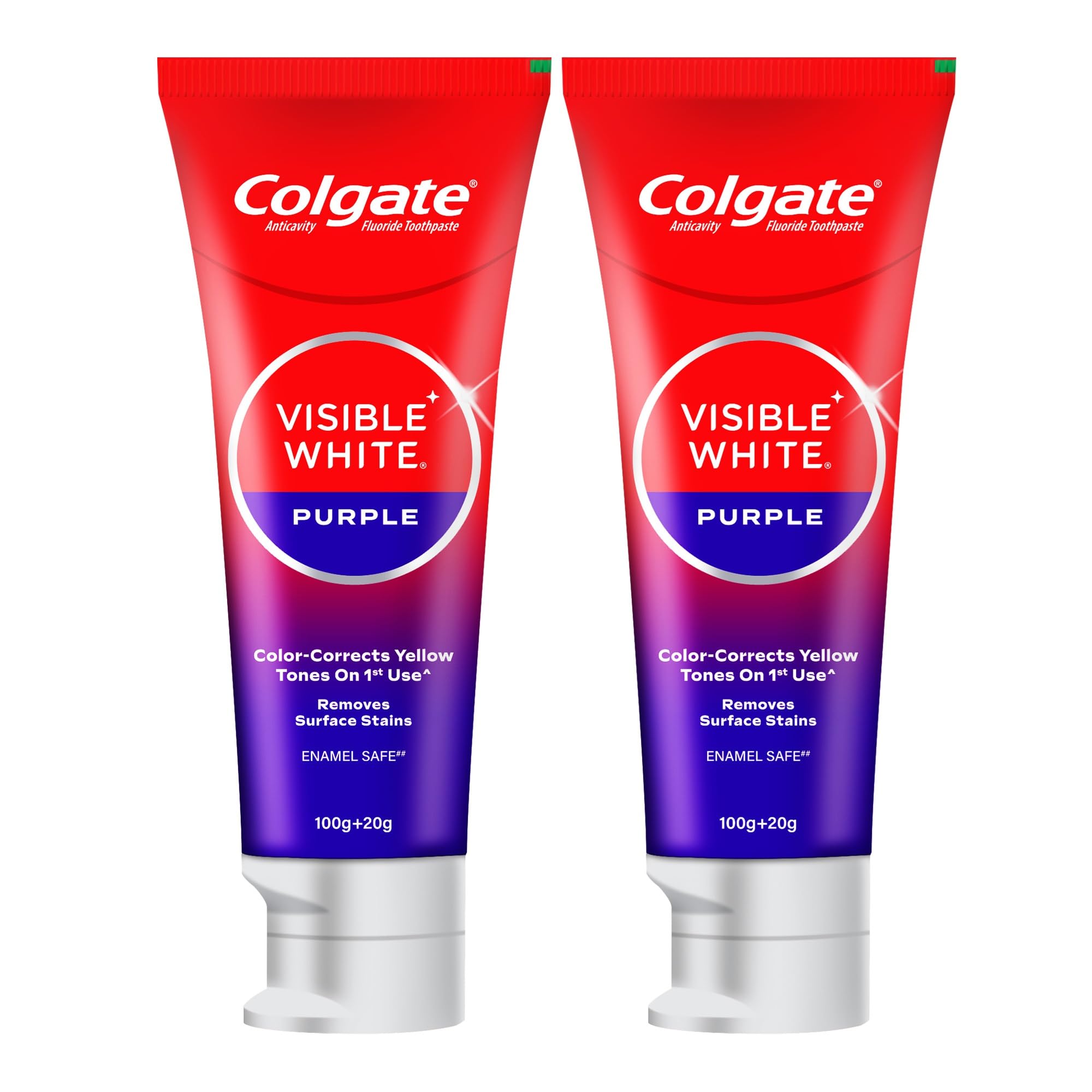 Colgate Visible White Purple Toothpaste For Teeth Whitening, Teeth Whitening Toothpaste With Fluoride, Whitens Yellow Teeth, 