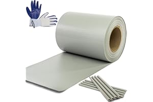 SMARTPEAS Juego Completo De Cercas De Jardín Protector De Privacidad - Tiras De Privacidad De Pvc Para Cercas De Metal - 50M X 0.19M Con 35 Clips - Gris Claro - Extra: Guantes De Jardinería