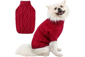 ALAGIRLS Dog Sweater Winter Puppy Clothes, Turtleneck Warm Soft Knit Cat Sweater, Pullover Christmas Holiday Pet Apparel for Small Medium Dogs, Red XXL