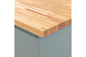 domli Solid Oak Kitchen Worktop | 2400mm x 620mm x 40mm | Premium Wood Worktops | Oak Wooden Timber Counter Tops | Cut to Size Customisation Available | Real Wood Block Stave Kitchen Countertops…