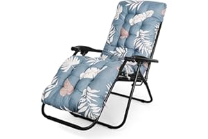 CUSHSUNR Sun Lounger Cushions 170 * 53cm, Sunlounger Cushions Only with Anti-slip Straps, High Back Rocking Chair Seat Pad Sunbed Cushion for Garden Patio Lounge Cushion Outdoor Reclining Travel (Light Blue)