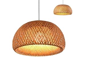 GHY Lampadario A Sospensione Vintage in bambù Naturale Intrecciato Fatta A Mano Rattan Lampada da Soffitto Vimini Regolabile E27 Ristorante Bar Camera da Letto Dell'hotel Soggiorno,Ottone,60cm