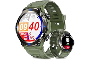 DigiKuber Smartwatch Herren mit Telefonfunktion,1,32 Zoll Rund Militär Smart Watch, IP68 Wasserdicht Robuste Sportuhr mit Schlafmonitor Herzfrequenz SpO2 Blutdruckmessung für iOS Android