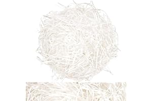 KYEDGC 200g Hamper Stuffing Filler, Red Shredded Tissue Paper, Raffia DIY Hamper Filling Filler Glitter Paper Shreds Box Basket Filling Grass Craft Ribbon for Birthday Party Supplies (White)
