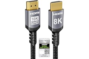 Sniokco Kabel HDMI 2.1 10K 8K 7,62M, Certyfikowany Kabel HDMI® Ultra Wysokiej Prędkości 48Gbps 4K 240Hz 165Hz 120Hz 8K 60Hz eARC HDCP2.3 HDR10+ Kompatybilny z PC, TV, Monitor, Roku, Sky-Q, PS5, X-box