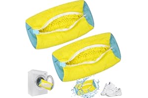 SCROLIEY 2 Pezzi Sacchetti per Scarpe Lavanderia,Sacchetti Lavatrice Biancheria,Borsa per il Lavaggio delle Scarpe,Protegge Le Scarpe dai Danni,Riutilizzabile Rete per Scarpe Lavatrice(giallo)