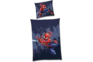 FAMILANDO Spiderman Juego de ropa de cama reversible · 135 x 200 80 x 80 · 100 % algodón · Ropa de cama infantil para niñas y niños