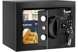 Bonsaii caja fuerte pequeña de 6,6 l para el hogar con teclado electrónico, caja fuerte oculta con llave de acero, mini caja fuerte para el hogar, la oficina y el hotel