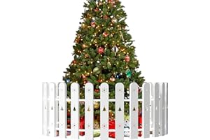 Harrms Christmas Tree Fence for Dogs, Protective Tree Guard Barrier for Kids & Pets, 28 Pcs White Picket Fence Indoor Outdoor, Easy Assembly Christmas Decorations