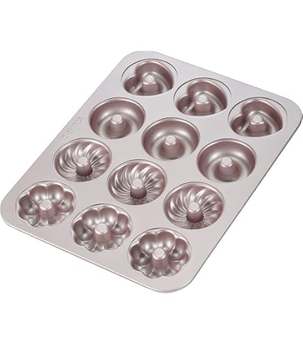 Donut-Backblech Mit 9 Mulden – Antihaft-Backform Für Donuts, Cupcakes & Muffins In 3 Formen (rund, Blumig, Spiralförmig)